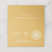 Gele Zonnebloem Minimalistische Bloemen Bruiloft Plaatskaartje (Buitenkant ongevouwen)