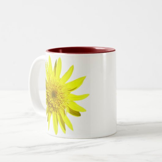 Gele zonnebloem-mok tweekleurige koffiemok (Voorkant links)