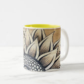 Gele zonnebloem-Mok Tweekleurige Koffiemok (Voorkant rechts)