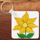 Gele Zonnebloem Monogram Achterkant Sleutelhanger (Voorkant)
