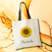 Gele zonnebloem Monogram Botanisch Tote Bag