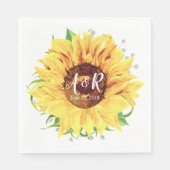 Gele Zonnebloem Monogram Bruiloft Servetten (Voorkant)