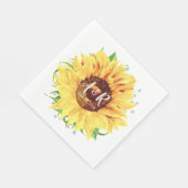 Gele Zonnebloem Monogram Bruiloft Servetten (Hoek)