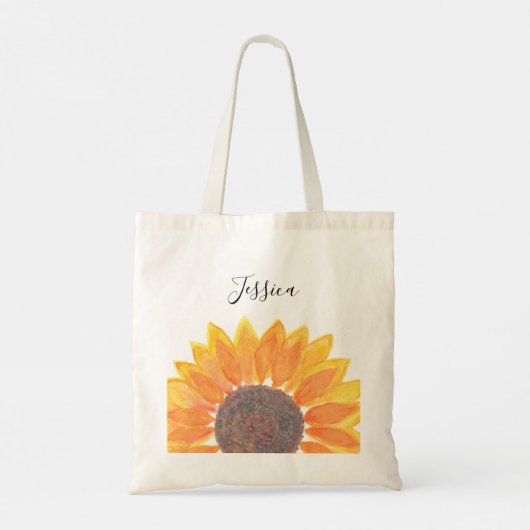 Gele zonnebloem Monogram Naam Gepersonaliseerd Tote Bag (Achterkant)