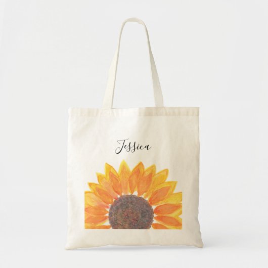 Gele zonnebloem Monogram Naam Gepersonaliseerd Tote Bag (Voorkant)