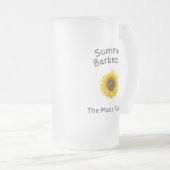 Gele zonnebloem Monogram Summer Barbecue Matglas Bierpul (Voorkant rechts)