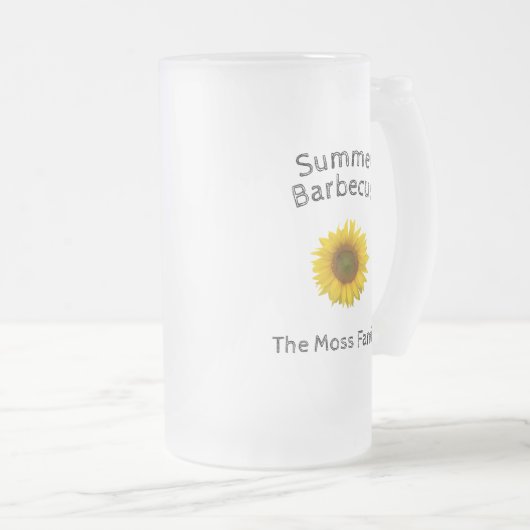 Gele zonnebloem Monogram Summer Barbecue Matglas Bierpul (Voorkant rechts)