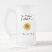 Gele zonnebloem Monogram Summer Barbecue Matglas Bierpul (Links)