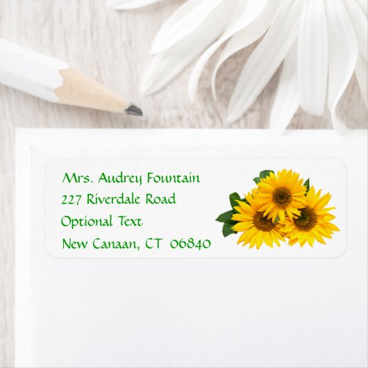 Gele Zonnebloem Naam Adres Retourneren Mailing Lab Etiket (Insitu)