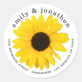 Gele Zonnebloem Namen Retouradres Ronde Sticker