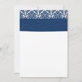 Gele zonnebloem Navy Blue Damask Ribbon Wedding Kaart (Achterkant)