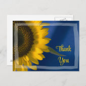Gele zonnebloem op blauw Dank u Briefkaart (Voorkant / Achterkant)