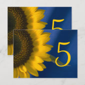 Gele zonnebloem op blauw tabelnummer briefkaart (Voorkant / Achterkant)