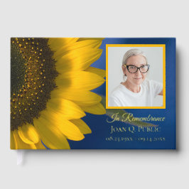 Gele Zonnebloem op Blauw Viering van het Leven Gastenboek