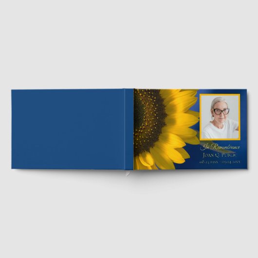 Gele Zonnebloem op Blauw Viering van het Leven Gastenboek (Volledig)