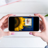 Gele Zonnebloem op Blauw Viering van het Leven Kaart