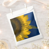 Gele zonnebloem op blauwe bruiloft Hartelijk dank Bedankzakje (Geknipt)