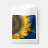 Gele zonnebloem op blauwe bruiloft Hartelijk dank Bedankzakje (Voorkant)