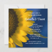 Gele zonnebloem op blauwe bruiloft kaart (Voorkant)