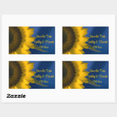 Gele zonnebloem op blauwe bruiloft Save the Date Rechthoekige Sticker (Vel)