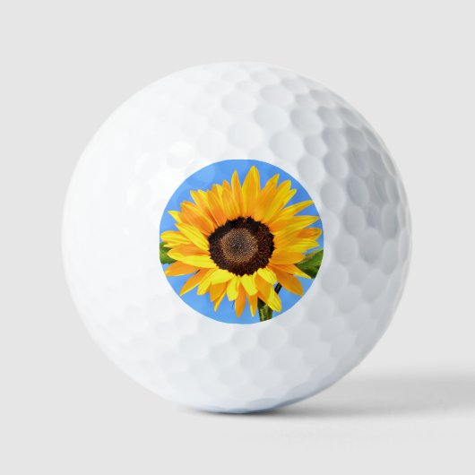 Gele Zonnebloem op Blauwe Hemel Golfballen (Voorkant)