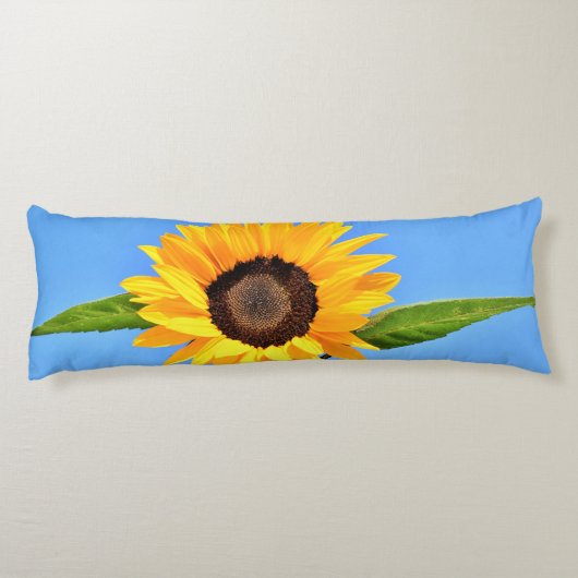 Gele Zonnebloem op Blauwe Hemel Lichaamskussen - Z (Achterkant)
