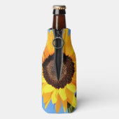 Gele Zonnebloem op Blauwe Hemelfles Koeler (Fles Achterkant)