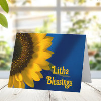 Gele Zonnebloem op Blauwe Litha Zomerzonnewende