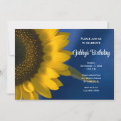 Gele zonnebloem op Blue Birthday Party Kaart (Voorkant)