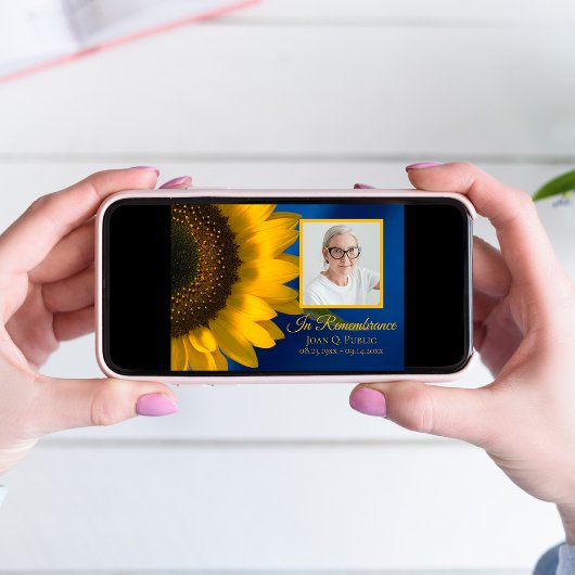 Gele Zonnebloem op Blue Death Jubileum Kaart