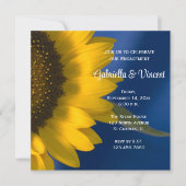 Gele zonnebloem op Blue Engagement Party Kaart (Voorkant)