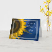 Gele zonnebloem op Blue Happy Mothers Day Kaart (Gele Bloem)