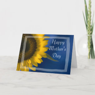 Gele zonnebloem op Blue Happy Mothers Day Kaart