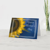 Gele zonnebloem op Blue Happy Mothers Day Kaart (Voorkant)