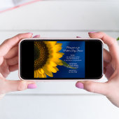 Gele zonnebloem op Blue Moederdag Brunch Kaart