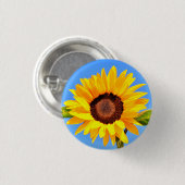 Gele zonnebloem op Blue Sky Button (Voorkant /achterkant)