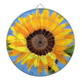 Gele Zonnebloem op Blue Sky Dart Board Dartbord (Voorkant)