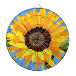 Gele Zonnebloem op Blue Sky Dart Board Dartbord