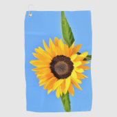 Gele Zonnebloem op Blue Sky Golf Handdoek Zomer (Voorkant)