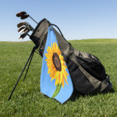 Gele Zonnebloem op Blue Sky Golf Handdoek Zomer (Groen)