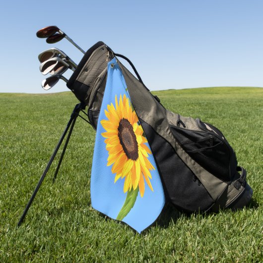 Gele Zonnebloem op Blue Sky Golf Handdoek Zomer (Groen)
