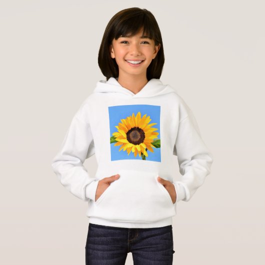 Gele Zonnebloem op Blue Sky Hoodie (Voorkant volledig)