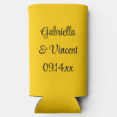 Gele zonnebloem op Blue Wedding Favor Seltzer Blikjeskoeler (Achterkant)