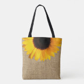 Gele Zonnebloem op Burlap Bruiloft Tote Bag (Achterkant)