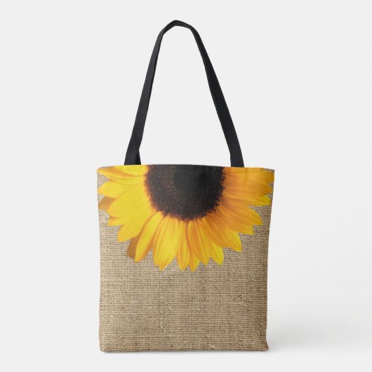 Gele Zonnebloem op Burlap Bruiloft Tote Bag (Achterkant)