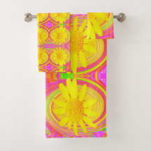 Gele zonnebloem op een Psychedelic Swirl