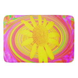 Gele zonnebloem op een Psychedelic Swirl Badmat