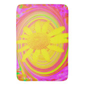 Gele zonnebloem op een Psychedelic Swirl Badmat (Voorkant Verticaal)