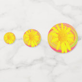 Gele zonnebloem op een Psychedelic Swirl Confetti (Achterkanten)