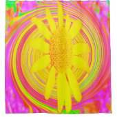 Gele zonnebloem op een Psychedelic Swirl Douchegordijn (Voorkant)